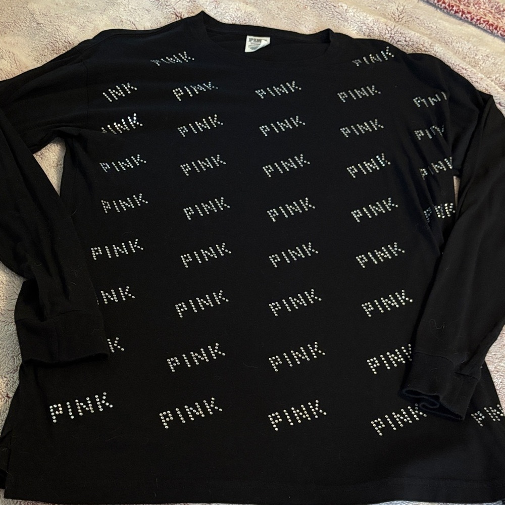 VS Pink Logo Bling Rhinestone Long-sleeve Tunic